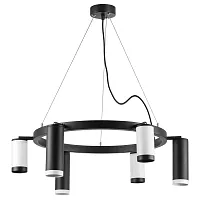 Люстра подвесная Рулло (Rullo) LR01687336376 Lightstar белая чёрная на 6 ламп, основание чёрное в стиле хай-тек Люстра подвесная Рулло (Rullo) LR01687336376 Lightstar белая чёрная на 6 ламп, основание чёрное в стиле хай-тек